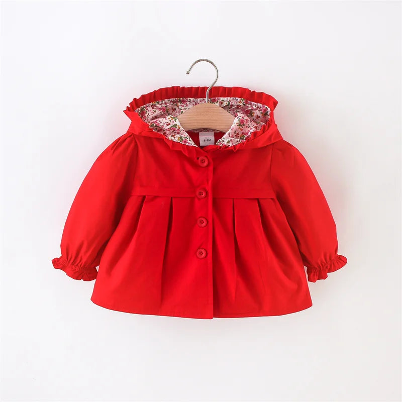 Newborn Baby Girl Clothes Spring And Autumn Solid Color Baby Girl Coat Simple Girl'S Windbreaker