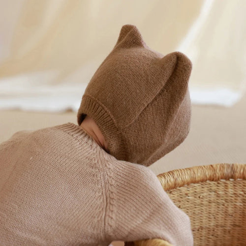 Solid Color Knitted Baby Ear Protection Hat Cute Autumn Winter Warm Earmuffs Beanie Toddler Girls Boys Outdoor Windproof Cap