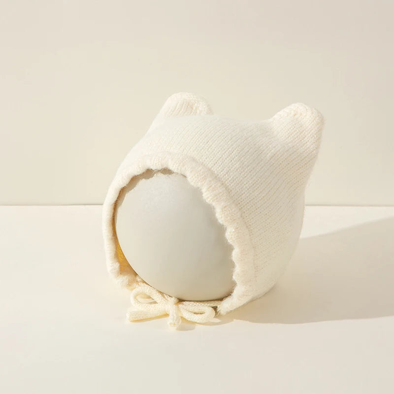Solid Color Knitted Baby Ear Protection Hat Cute Autumn Winter Warm Earmuffs Beanie Toddler Girls Boys Outdoor Windproof Cap